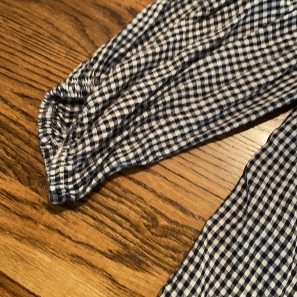 Old Navy M off the shoulder blue and white gingham print top - Picture 5 of 8